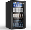 Getränkekühlschrank, mit Glasfront 86L für 130 Dosen, Mini-Kühlschrank mit verstellbaren Regalen für Bier, Wein & Getränke, Ideal für Haushalt, Büro