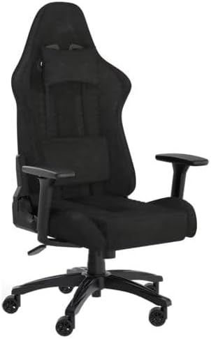 Corsair Gaming-Stühle, TC100 Entspannter Gaming-Stuhl, Stoff, Racing-inspiriertes Design, Lendenkissen, abnehmbares Nackenkissen aus Memory-Schaum