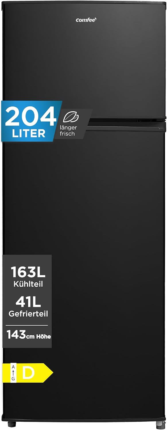 Comfee Kühl-Gefrierkombination, ' 204L kühlschrank mit gefrierfach(-24℃), 39dB, 143 cm Höhe, EEK D