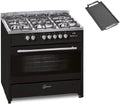 Gurari Gasherd mit Elektro Backofen, GCH E 911 BL Schwarz Gas Standherd 90 cm Inkl.WOK Adapter+Grillplatte
