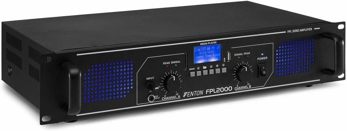 Fenton Hifi-Verstärker, FPL2000 PA Verstärker 2000 Watt, 3 Kanal Endstufe, Digitalverstärker mit Bluetooth, AUX, USB, MP3-Player