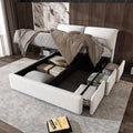 Bett Polster, Doppelbett 140 × 200 mit 3 Stauraum Schublade, Bett mit Stauraum und Kopfteil