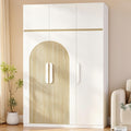 Kleiderschrank, 50×120×180 cm Sechstürig, Weiß mit Naturholzoptik, Hzuaneri