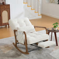 Schaukelstuhl, 70 × 80 × 92 cm mit Fußstütze, verstellbarer Lehne, Cord Beige, Calivra