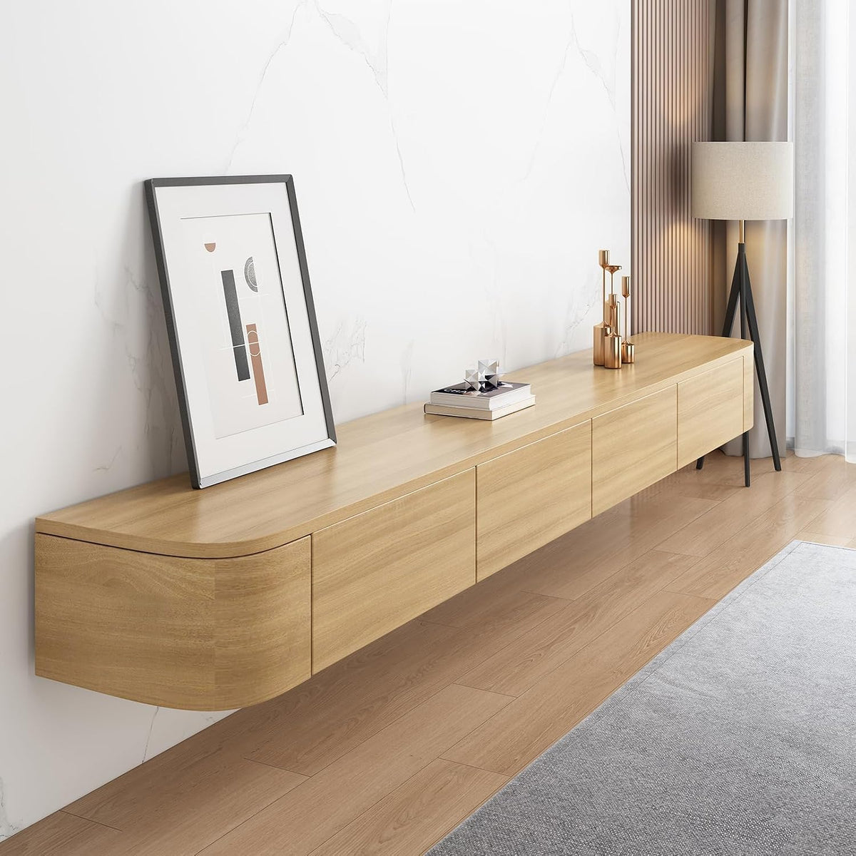 TV-Lowboard, Schwebender TV-Ständer, Wandmontierte TV-Regale Mit Tür, TV-Medienkonsole, Schwebender TV-Schrank