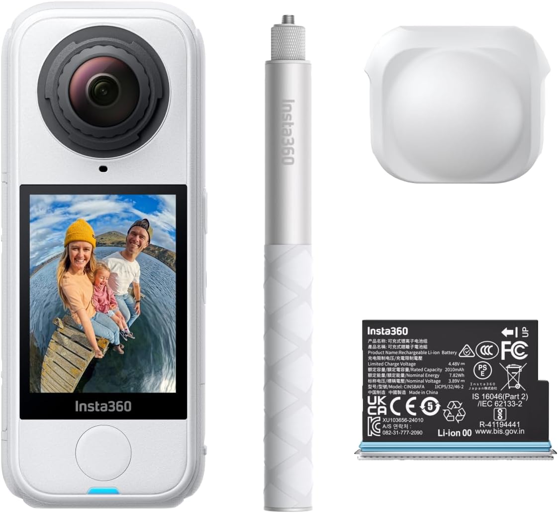 Insta360 Actionkameras, X4 Air Starter-Bundle Weiß - 165 g leichte 8K 360 Actionkamera