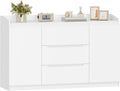 Kommode, 3 Schubladen, 2 Türen, 40 × 140 × 87 cm, Weiß, Hzuaneri