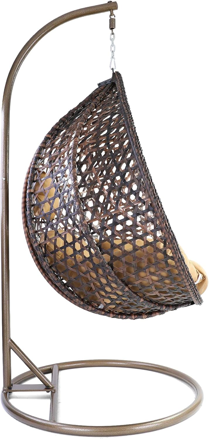 Hängesessel Luxus, Style XXL Korb Dunkelbraun Gestell Braun mit Relaxkissen Braun, RAMROXX