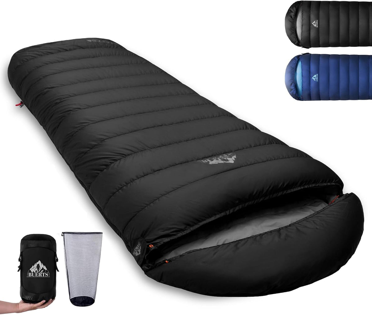 BUERTS Deckenschlafsäcke, Ultraleichter Daunenschlafsack (680FP), Kompaktes Packmaß, 3 Jahreszeiten Schlafsack für Erwachsene zum Trekking