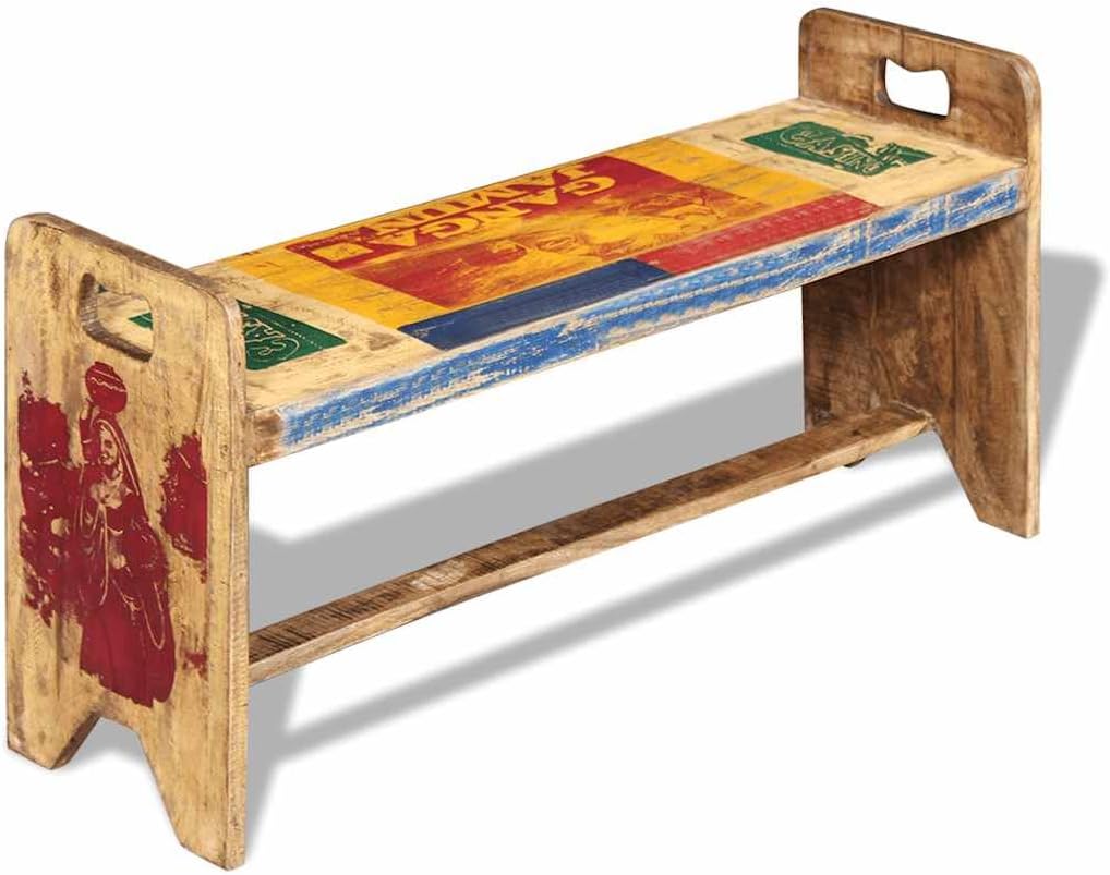 Generic Sitzbänke & -truhen, Sitzbank, Massivholz, recycelt, 100 x 30 x 50 cm, Stil