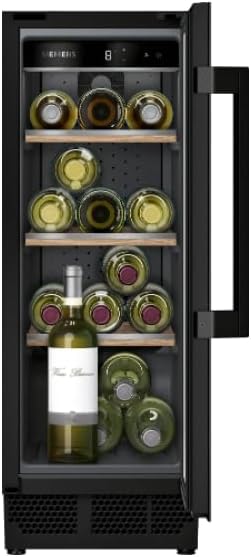 Weinkühlschrank KU20WVHF0 iQ500, 82 × 30 cm, 21 Flaschen, Temperatur: 5-20 °C, 58 L, Black, Siemens