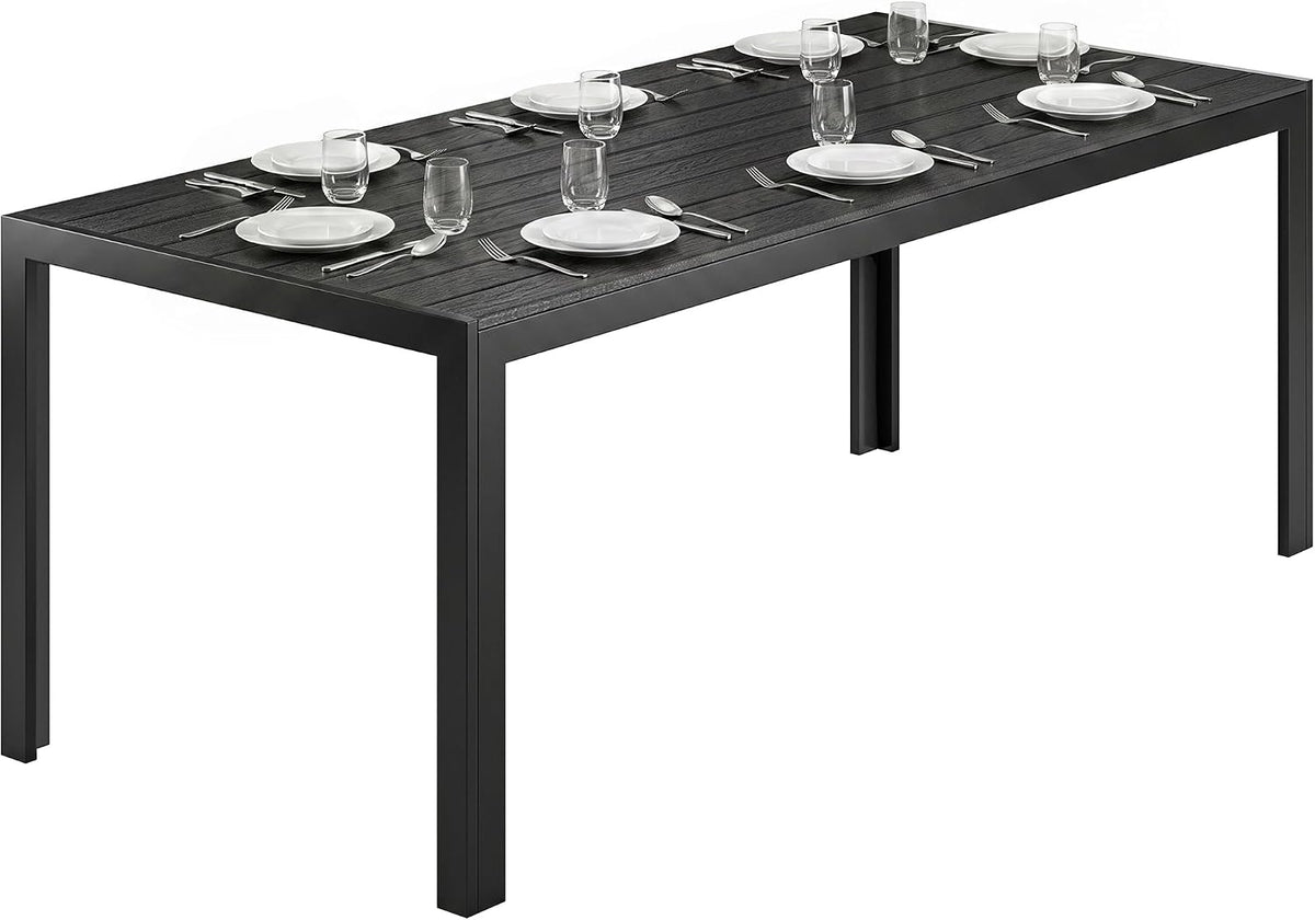 Esstisch, Gartentisch Kunststoff UV-&Wetterfest 190 x 84, 5 x 72 cm Schwarz, Outsunny