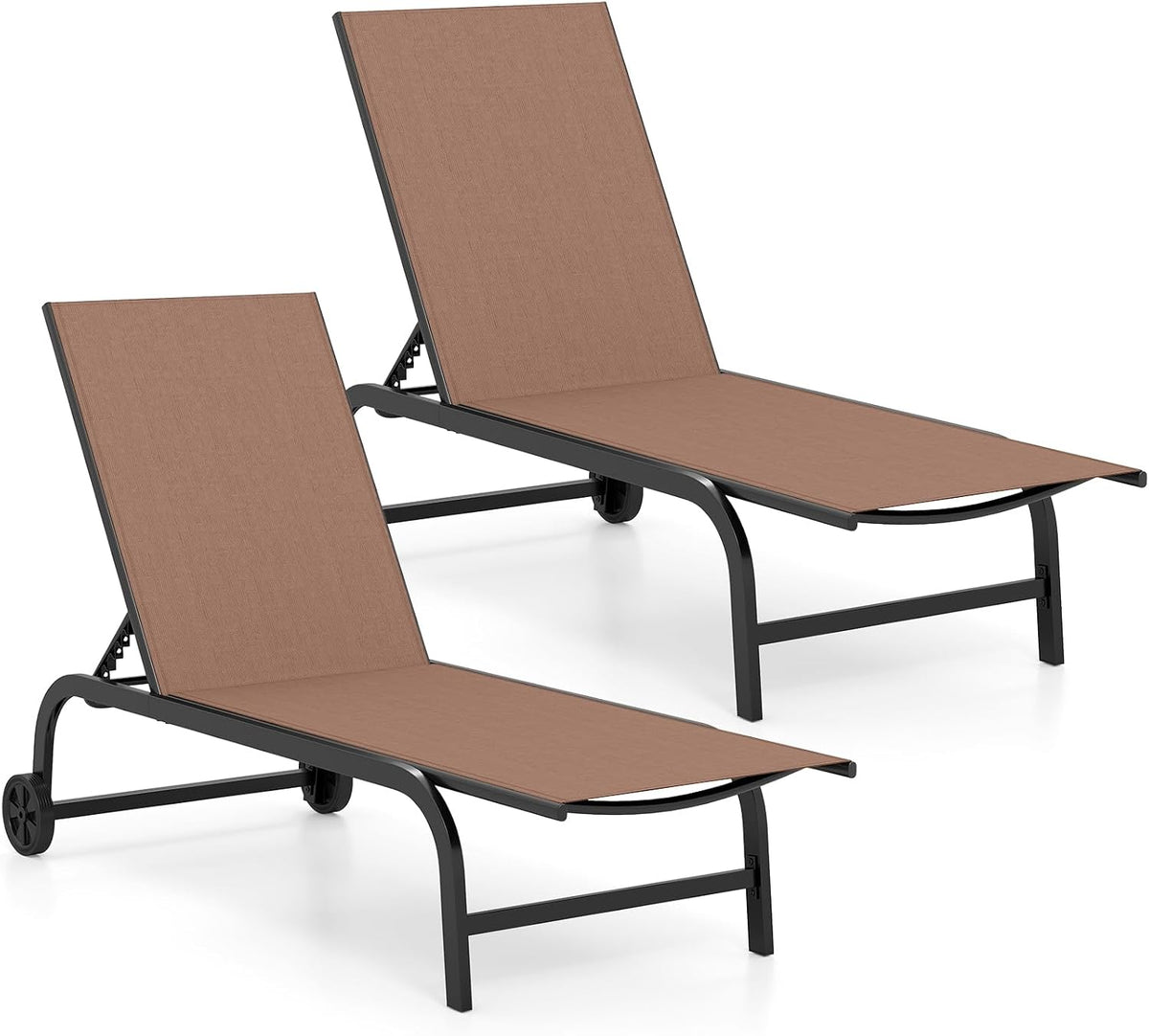 Liege 2er Set Sonnen, mit Rollen, Gartenliege bis 150 kg belastbar, COSTWAY