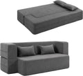 Sofa 2-Sitzer-Schlaf, Bodensofa mit Breiten Armlehnen 2 Kissen Grau, HOMCOM