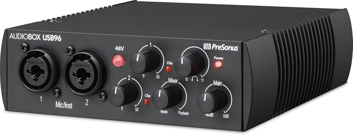PreSonus Audio-Interfaces, AudioBox 96 - USB-Audio-Interface, für Aufnahme, Streaming, Podcasting mit Software-Bundle inklusive Studio One Artist
