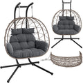Hängesessel XXL Alarian, 2 Personen mit Gestell, Grau/Schwarz 220kg, STEELSØN