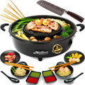 TomYang 6 Elektrischer Hot Pot inkl. Premium Zubehör Santoku Messer Grill