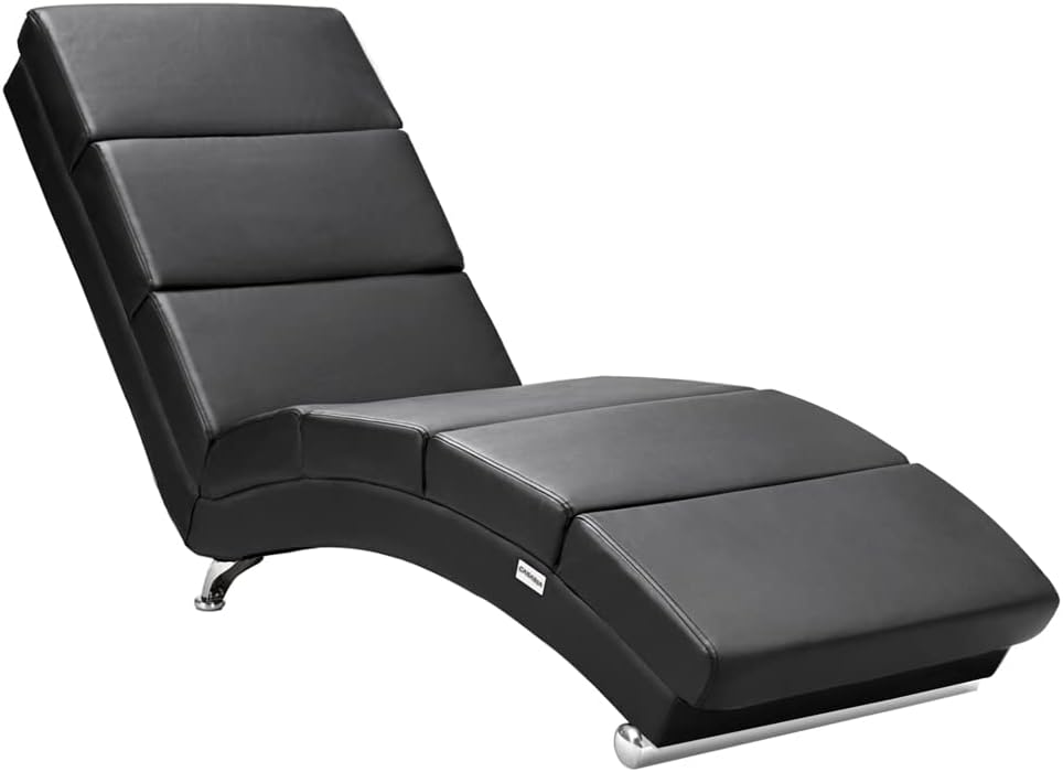Relaxsessel XXL 186x89x55cm 180kg ® Relaxliege London Ergonomisch Kunstleder Gepolstert Belastbarkeit Wohnzimmer Büro Innen Chaiselongue, Schwarz
