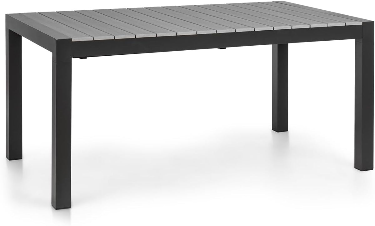 Esstisch, Menorca Expand - Gartentisch, Ausziehtisch, ausziehbar, Aluminium/Kunststoff-Holzimitation, Pulverbeschichtung, justierbare Füße