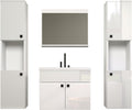 trendteam smart living Komplettprogramme, Badmöbel-Set Haven Weiß/Weiß Hochglanz Lack