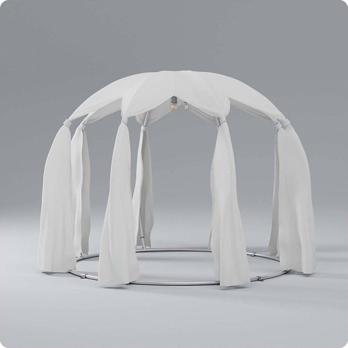 astreea Igloo Baldachin M Canopy Garten Pavillon wasserabweisend aus Aluminium mit Beleuchtung Pavillon rund Gartenlaube Pergola Sonnenschirm