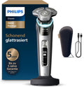 PHILIPS i9000 Rasierer Prestige elektrischer Nass- und Trockenrasierer für Herren mit integriertem Trimmer dunkelgrau-silber Drucksensor Ladestation