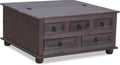Tisch Hacienda-Look Couch, B91, 5xH 45xT 91, 5 cm, massive Kiefer, Farbe Dunkelbraun, Hacienda-Stil, wärmender Massivholz-Look, Dynamic24