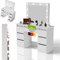 Schminktisch ®, Talea mit LED-Spiegel, 7 Schubladen, individuelle Lichteinstellung, viel Stauraum, modernes Design, kompakt & pflegeleicht, Weiß