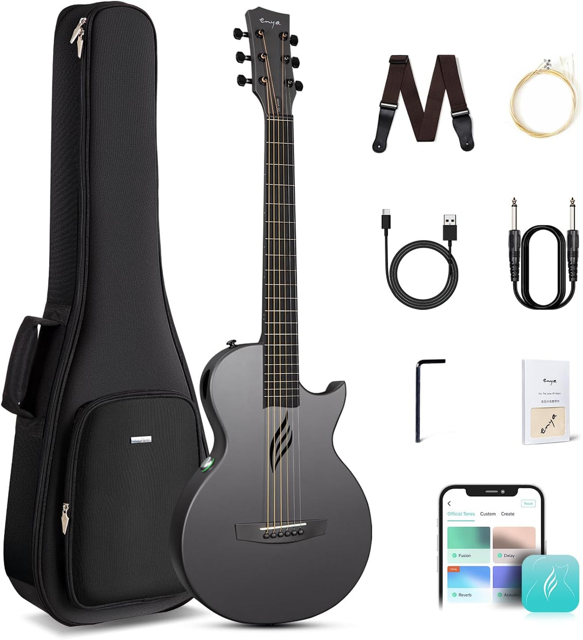 ENYA Akustikgitarren-Sets, Akustik-E-Gitarre Nova Go SP1 Elektroakustische aus Kohlefaser 35''