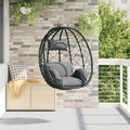 Hängesessel, Korb ohne Gestell Anthrazit Poly Rattan, 1 Stück, wetterfester Outdoor-Sessel mit weicher Polsterung für Garten, Terrasse und Balkon