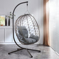 Hängesessel Luxus, NEW XXL Gestell Schwarz mit Korb und Relaxkissen Grau, Tenzo-R