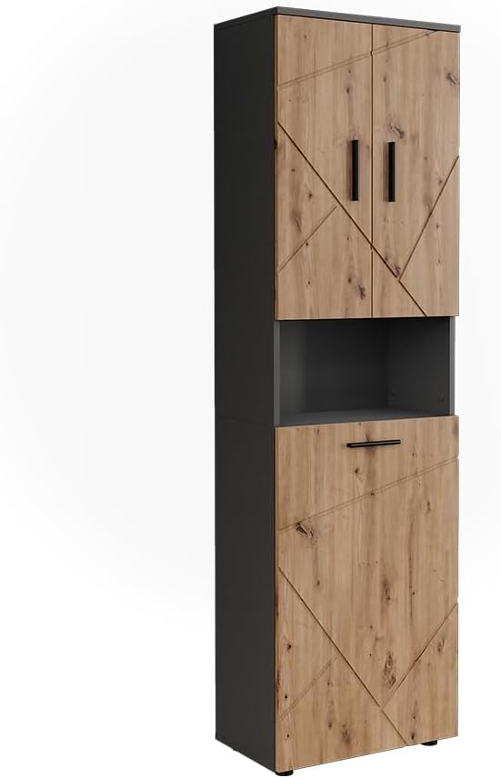 Vicco Hoch- & Midischränke, Hochschrank Irma, Anthrazit/Goldkraft Eiche, 50 x 172 cm