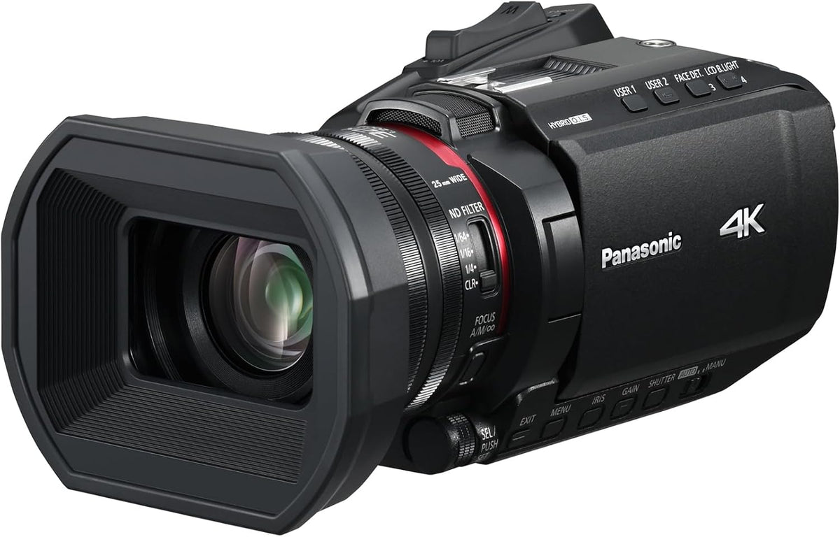 Panasonic Camcorder,   HC-X1200E 4K 60p Palm-Style Camcorder with 25mm Wide-Angle Lens, 24x Optical Zoom, 5-Axis Hybrid OIS, USB PD
