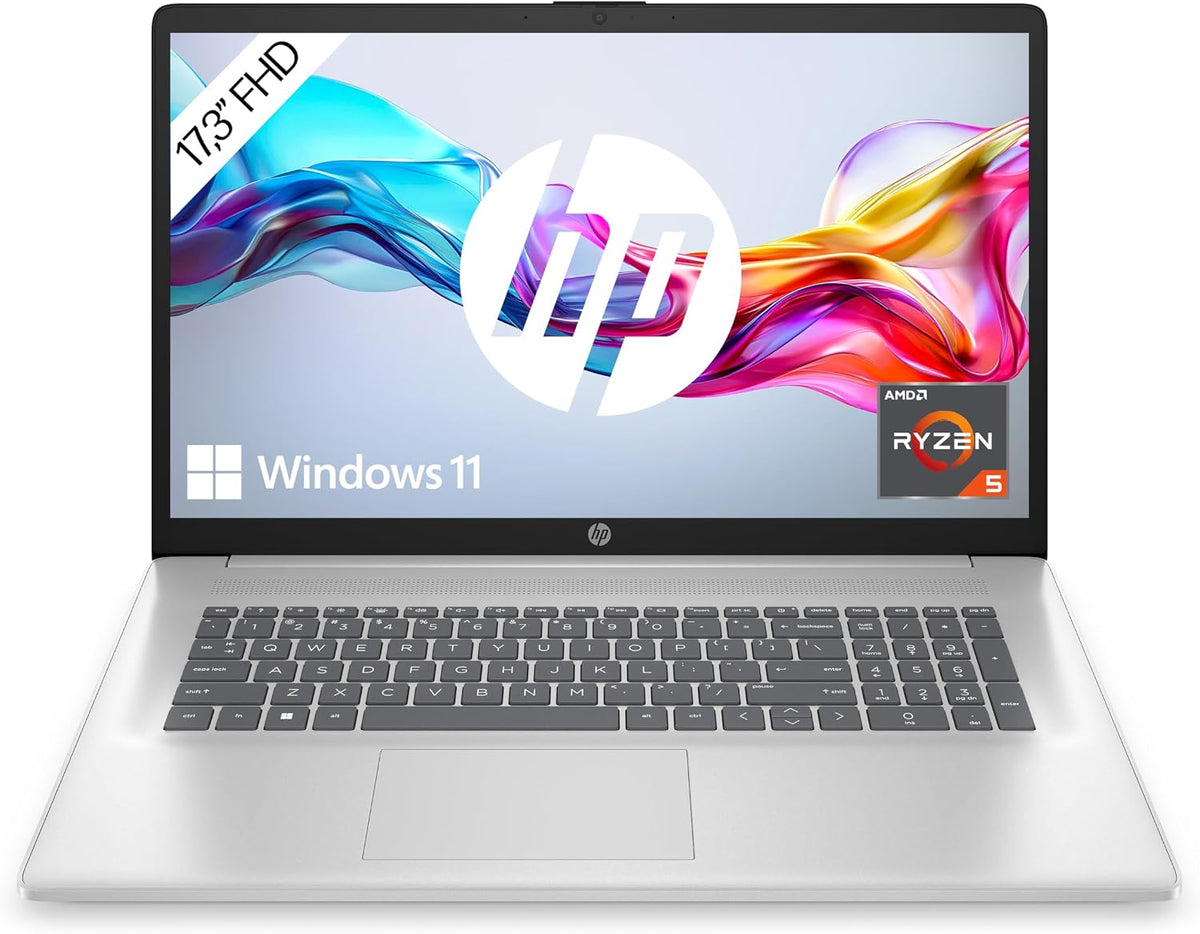 HP Normale Laptops, Laptop mit 17, 3' FHD Display, AMD Ryzen 5 7520U, 16GB DDR5 RAM, 512 GB SSD, AMD Radeon-Grafik, Windows 11, QWERTZ