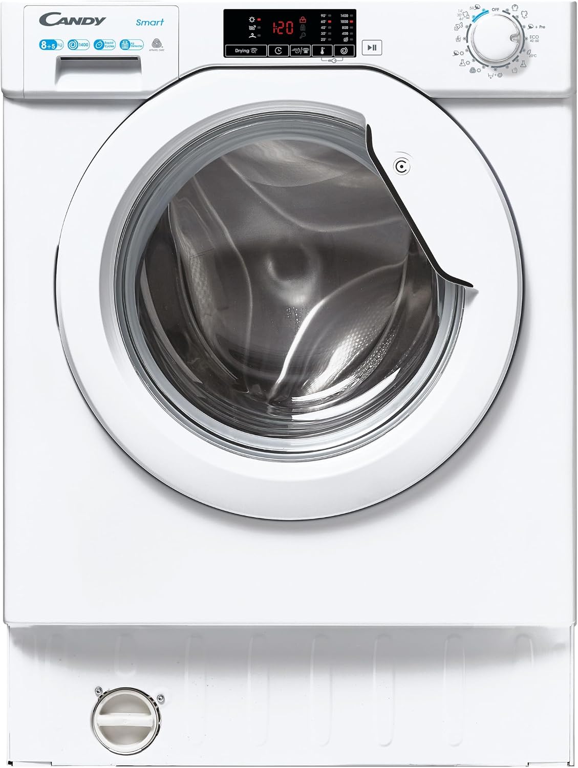 CANDY Waschmaschine, CBD485D1E/1-S Einbau Waschtrockner/Waschtrockner voll integriert/8kg Waschen/5kg Trocknen/1400 U/min Weiß
