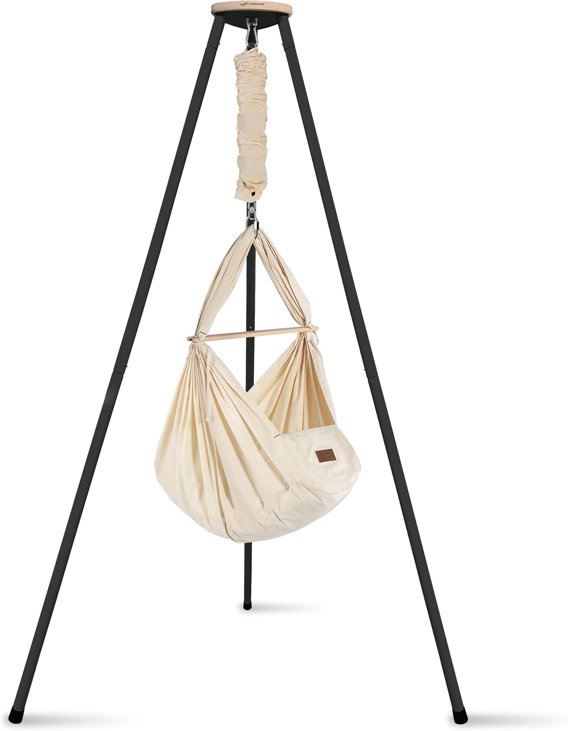 SCHMUSEWOLKE Bestes für Babys Federwiege - Set mit Tipi-Gestell Anthrazit - Hängematte
