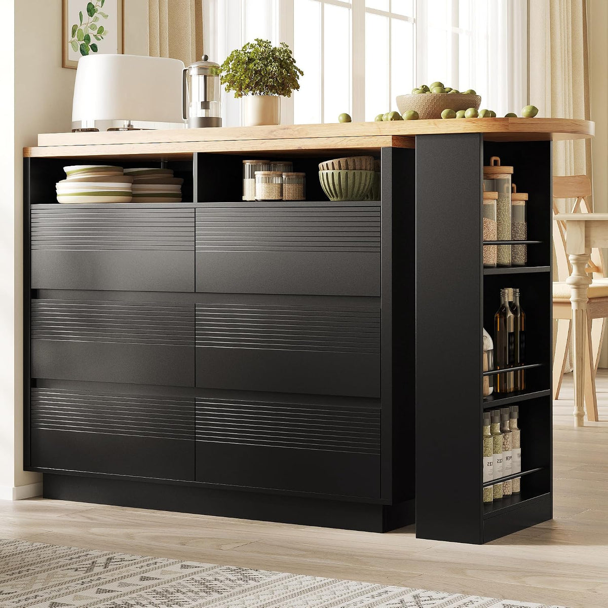 Bartische & -theken, Ausziehbarer Bartisch mit Stauraum(137-215×39×102.3cm), Moderner Beweglicher Bar Table