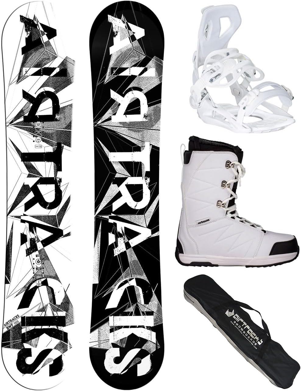 Airtracks Freestyleboards, Damen Snowboard-Set BWF Lady Camber + Bindung Master W Fastec + Boots + Sb Bag 140 145 150 155 cm