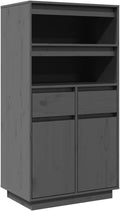 Kommode Highboard Sideboard, Schrank Anrichte Beistellschrank Mehrzweckschrank Hochschrank Standschrank Grau 60 × 40 × 116, 5cm Massivholz Kiefer