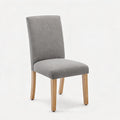 Esszimmerstuhl 2er Set Polster-, Aus Gummiholz Und Leinenbezug, Gepolsterter Rechteckiger Dining-Chair Mit Nieten-Option, in Off-White Und Grau