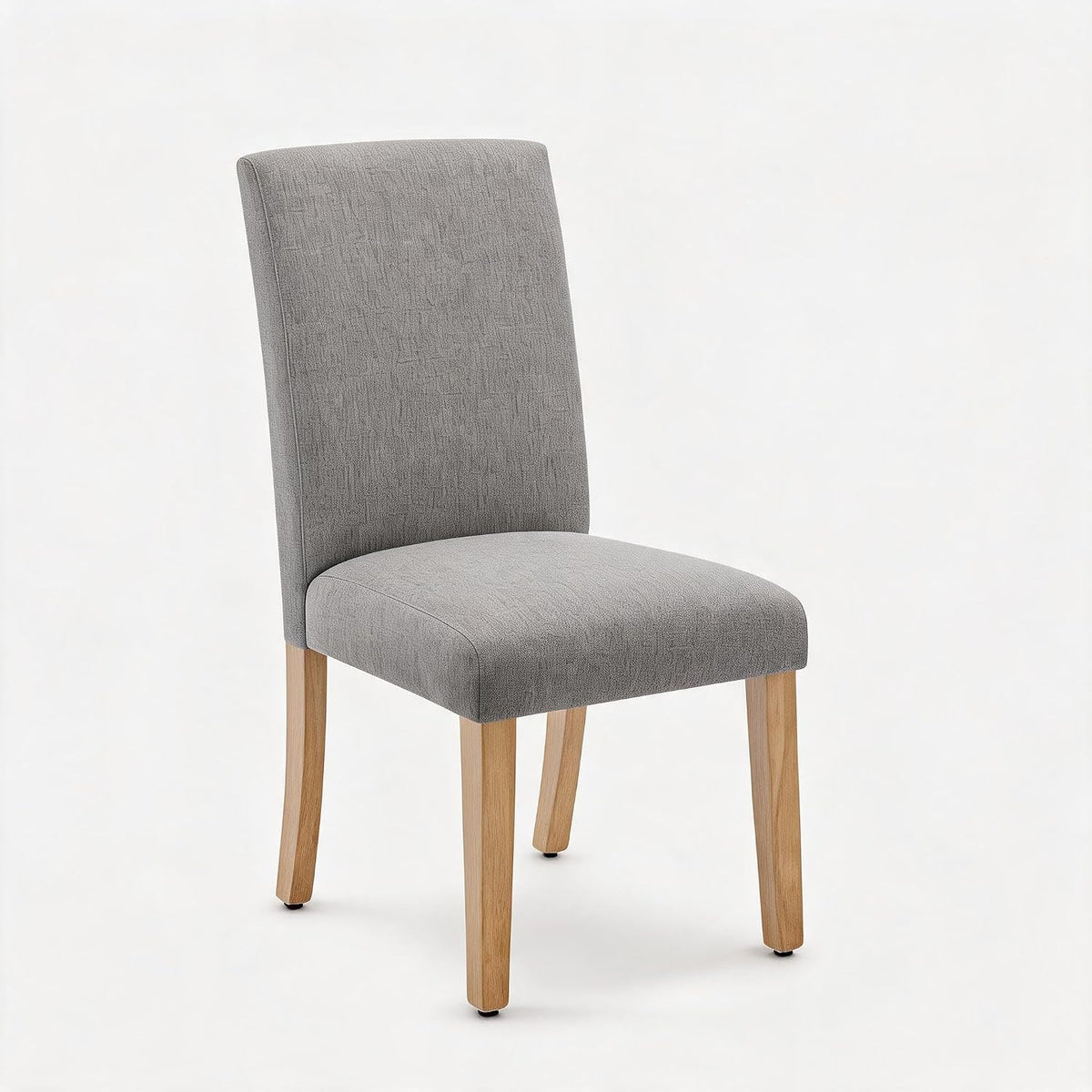 Esszimmerstuhl 2er Set Polster-, Aus Gummiholz Und Leinenbezug, Gepolsterter Rechteckiger Dining-Chair Mit Nieten-Option, in Off-White Und Grau