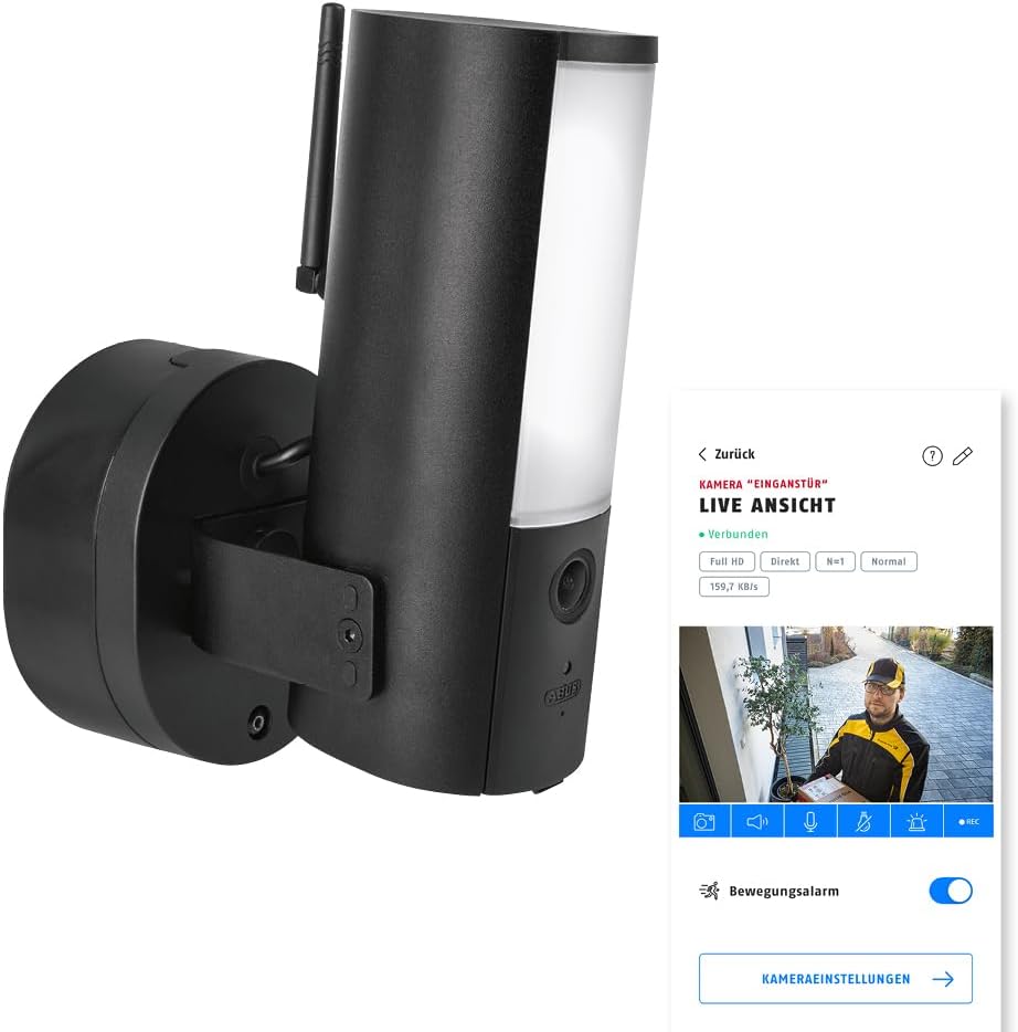 ABUS WLAN Licht Außen- Kamera, (PPIC46520), Personenerkennung, Tiererkennung, Autoerkennung, indiv. Push-Benachrichtigung, 2-Wege-Audio