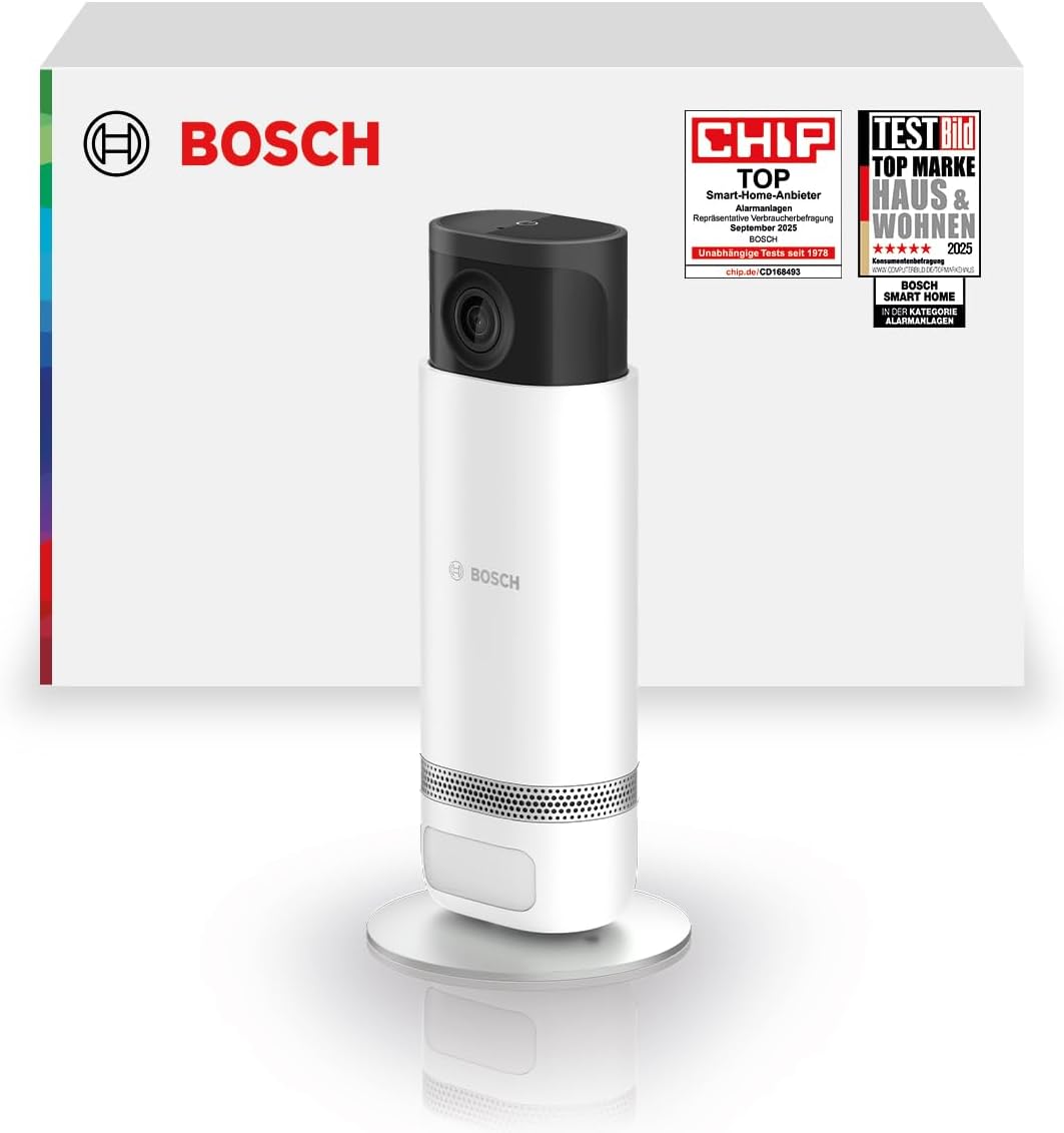 Bosch Überwachungskameras, Smart Home Eyes Innenkamera II, WLAN Überwachungskamera für den Innenbereich mit intelligenter Personenerkennung