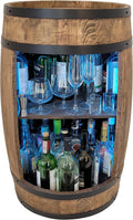 Tisch LED RGB Weinfass als Weinregal - Weinschrank Barschrank Leuchten Bar, aus Holzfass