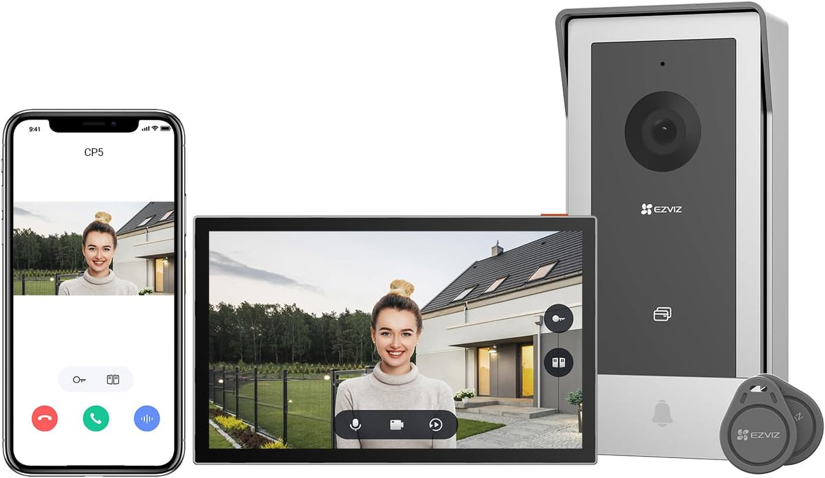 EZVIZ Video-Türklingeln, Video-Türsprechanlage, WiFi Türklingel mit 7' Farb-Touchscreen, 1080p Nachtsicht und Zwei-Wege-Audio