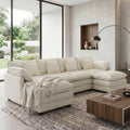 Sofa U-Form Cloud, Modulares Sektionssofa 6-Sitzer mit 2 Ottomanen, Modernes Sofa mit Dekokissen/Armlehnen, Atmungsaktivem Chenille-Stoff