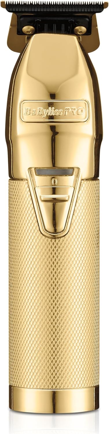 BaBylissPRO Haarscherer, GOLDFX+ Metall-Lithium-Trimmer mit verbessertem Akku, 7200 U/min, 4 Stunden Laufzeit, DLC/Titan-Klinge, Ganzmetallgehäuse