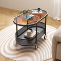 Beistelltisch, mit Rollen, Tischplatte aus Sicherheitsglas, für Wohnzimmer, Schlafzimmer und Kleine Räume(Black, 60cm/24in), WAMJ AQDY