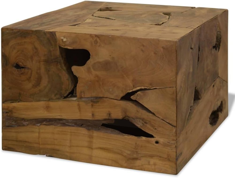 Beistelltisch 50x50x35 Couchtisch aus echtem Teakholz cm Braun handgefertigt Wohnzimmertisch