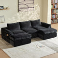 Sofa Modular, U Form, Boneless Couch Schlaffunktion, Schwarz 269 cm, Vamcheer